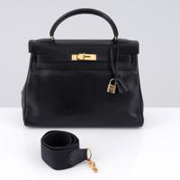 Hermes KELLY 28 Retourne Black Leather Handbag - Sold for $8,320 on 05-17-2026 (Lot 613).jpg